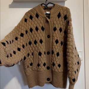 Zara Tan and Black Textured Cardigan